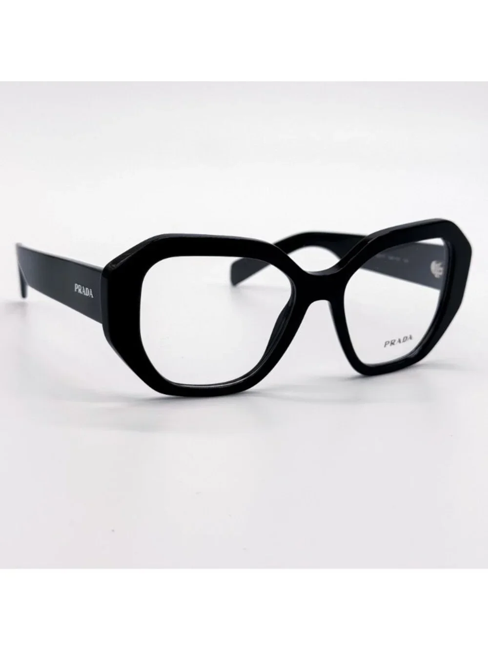 New Prada PR A07V Black Geometric Women Eyeglasses PRA07V 1AB1O1
